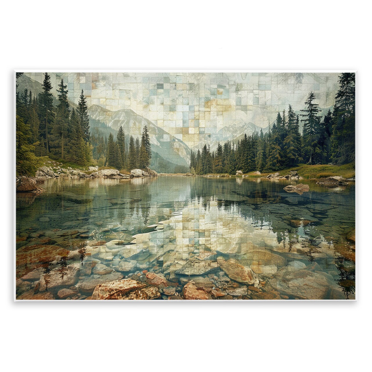 Stupell Industries Tiled Mountain Landscape Wall Plaque Art Design by LSR Design Studio